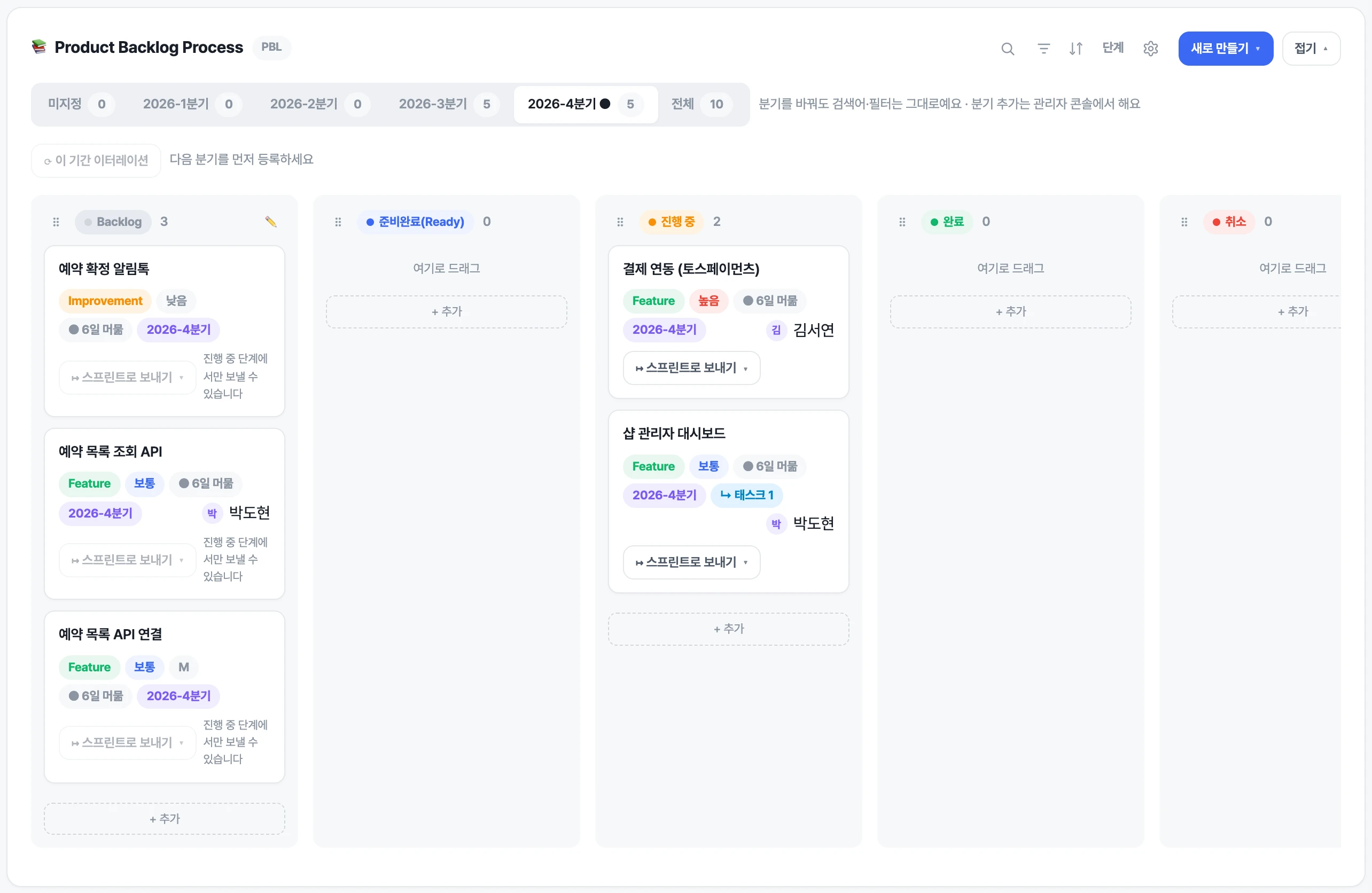 Sprintingo 할 일 목록 화면