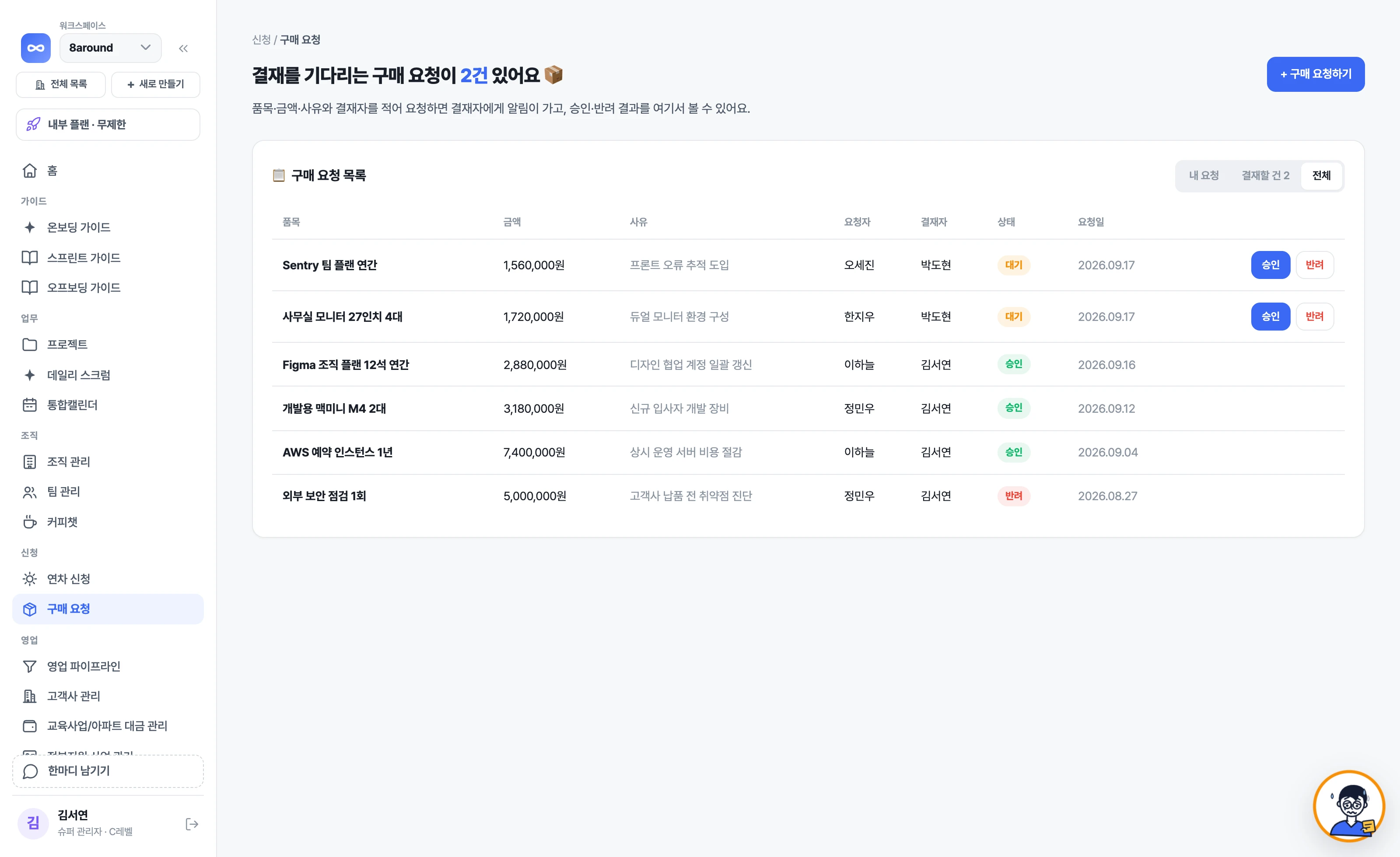 Sprintingo 구매 화면
